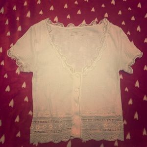 Brandy Melville white lace crop top